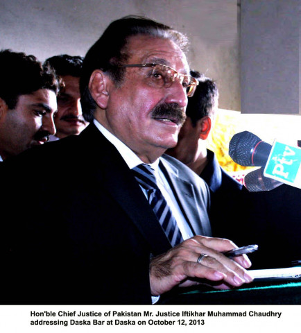 chief justice iftikhar muhammad chaudhry addressing the bar at daska on saturday ahead of his speach at the sialkot bar association photo pid chief justice iftikhar muhammad chaudhry addressing the bar at daska on saturday ahead of his speach at the sialkot bar association photo pid