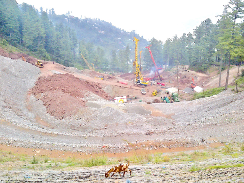 construction work in the landslide prone jhika gali area has been stopped by the punjab highways department photo express