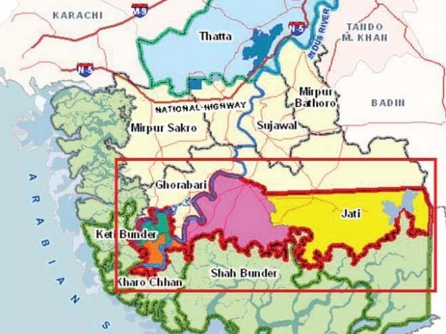 a map of the thatta district with different talukas marked image thatta district government website file