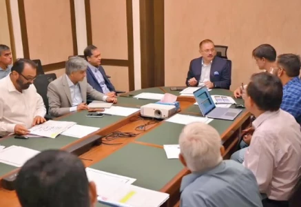 sindh senior minister for information transport and mass transit sharjeel inam memon on friday chairs a high level meeting on the red line bus rapid transit brt project photo express