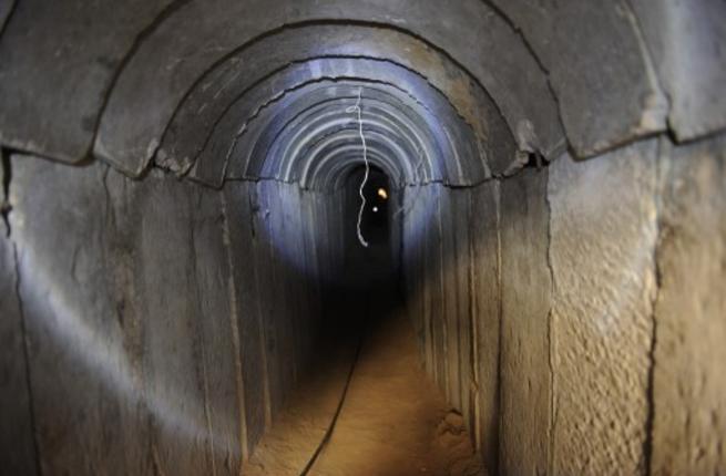 a view of a tunnel reportedly dug by palestinians beneath the border between the gaza strip and israel and recently uncovered by israeli troops photo afp