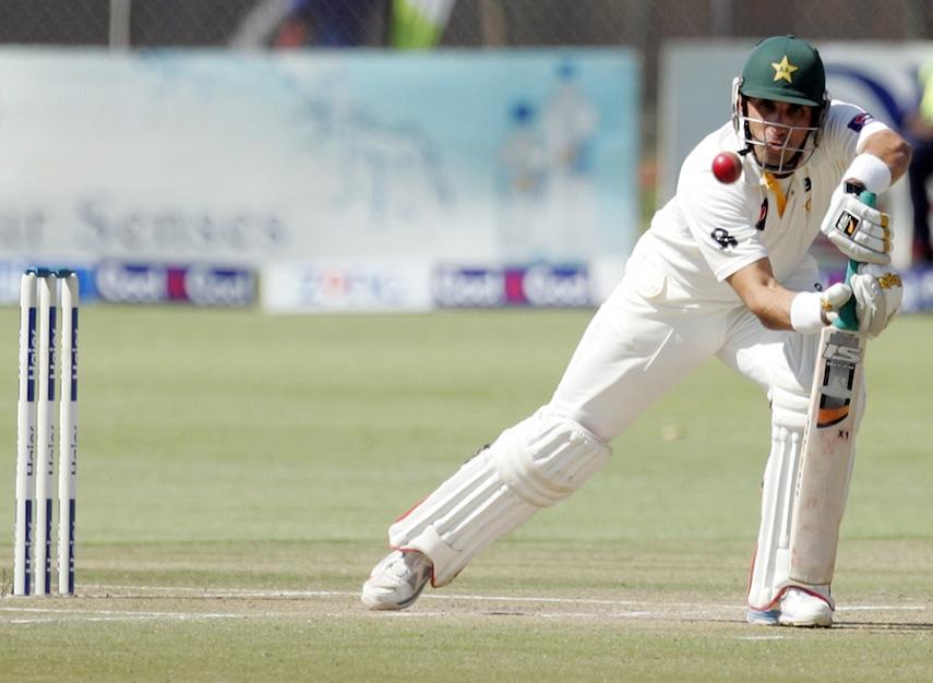 misbahul haq hit the winning runs with a supreme six straight down the ground photo afp file