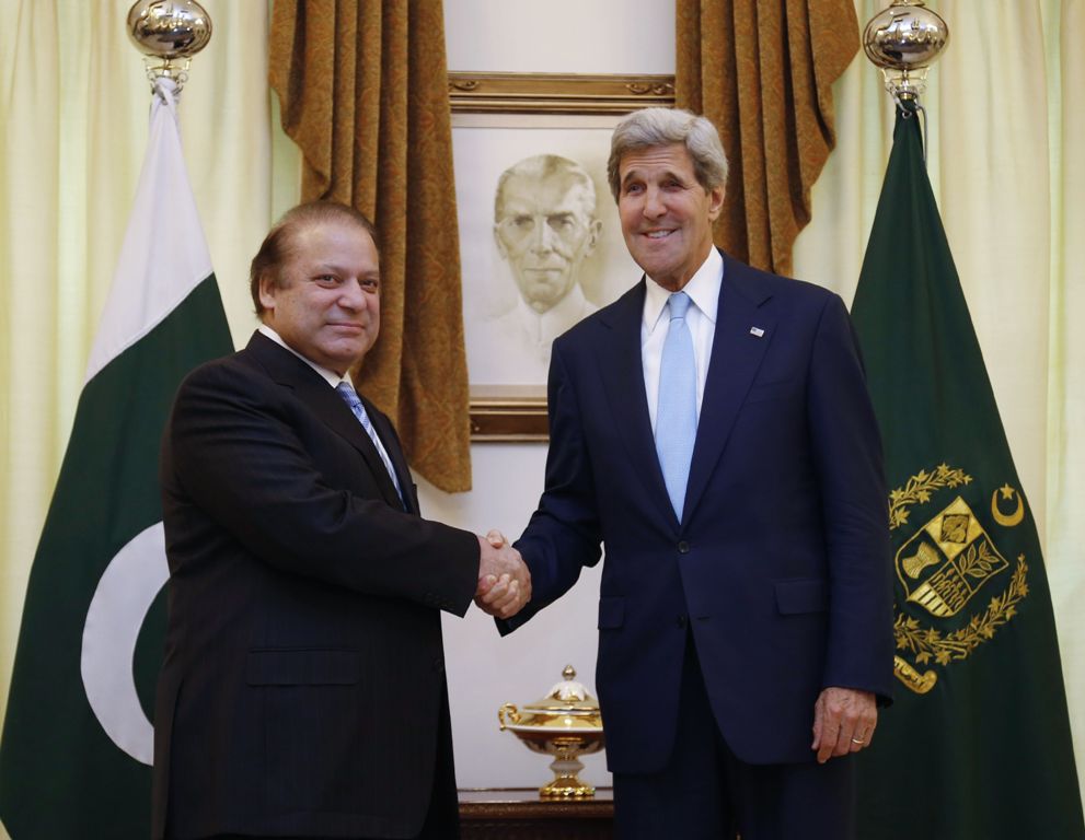 us secretary of state john kerry r shakes hands with pakistan 039 s prime minister nawaz sharif in islamabad on august 1 2013 photo afp file