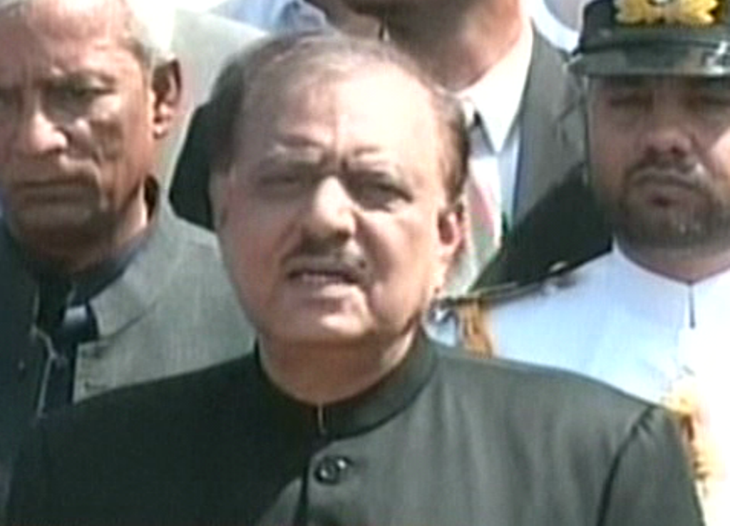 screengrab of mamnoon hussain in his address to the press after his visit to mazar e quaid