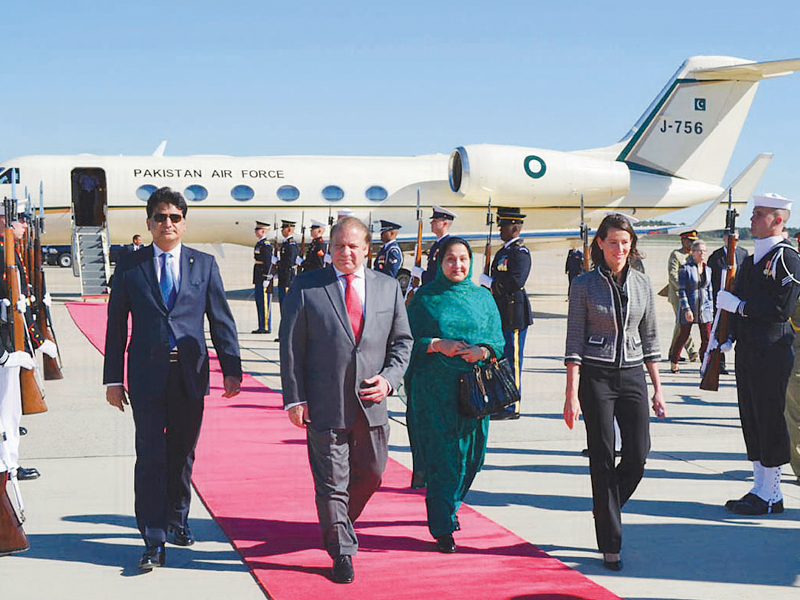 prime minister nawaz sharif and his wife arrive at andrews airbase in washington photo pid