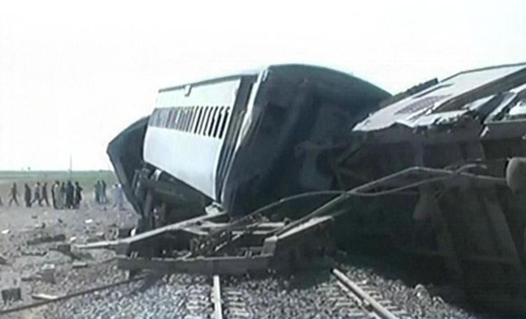 screengrab of the derailed train