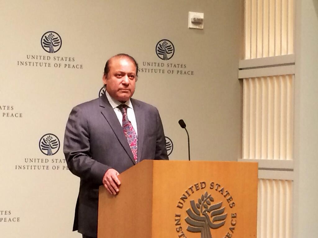 prime minister nawaz sharif speaking at the us institute of peace photo s kleine ahlbrandt twitter