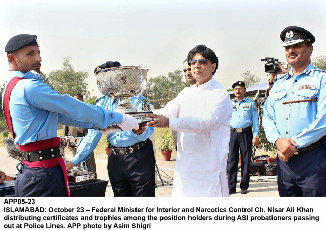 chaudhry nisar distributed certificates and trophies during the asi probationers passing out parade photo app chaudhry nisar distributed certificates and trophies during the asi probationers passing out parade photo app