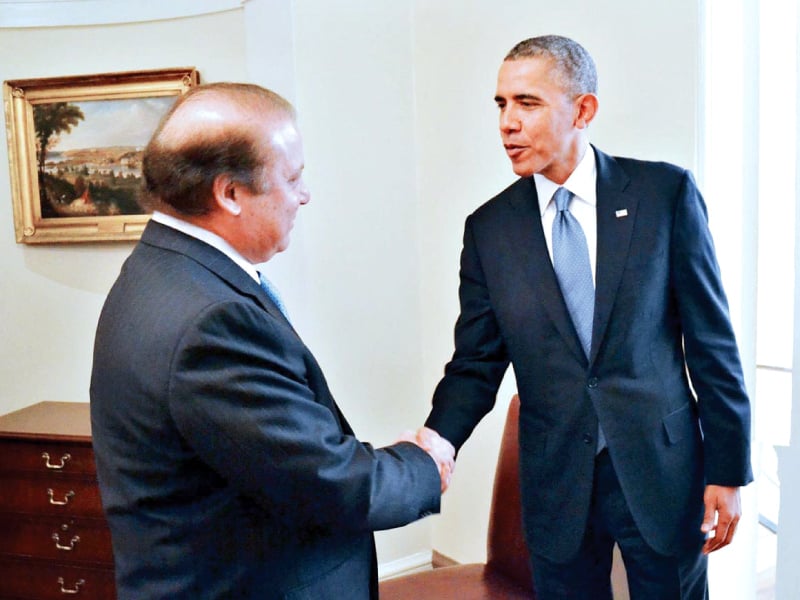 prime minister nawaz sharif and president obama greeting each other ahead of wednesday s meeting photo app