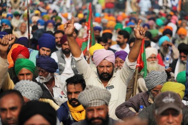 farmers protest against the newly passed farm bills at singhu border near delhi india december 4 2020 reuters