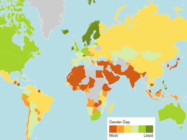 map from the 2013 gender gap report map from the 2013 gender gap report