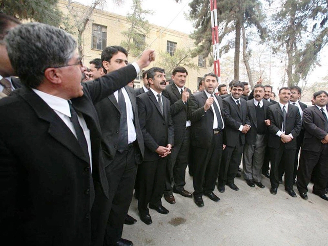 file photo of lawyers putting a padlock on the main gate of judicial lockup photo online