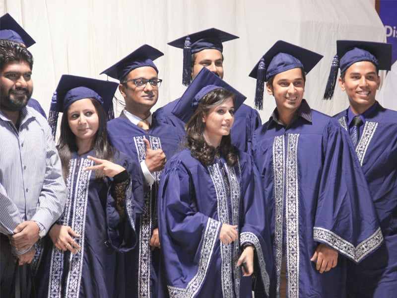 the 10th batch of szabist students from its larkana hyderabad and karachi campuses were conferred their degrees at the graduation ceremony on saturday photo ayesha mir express