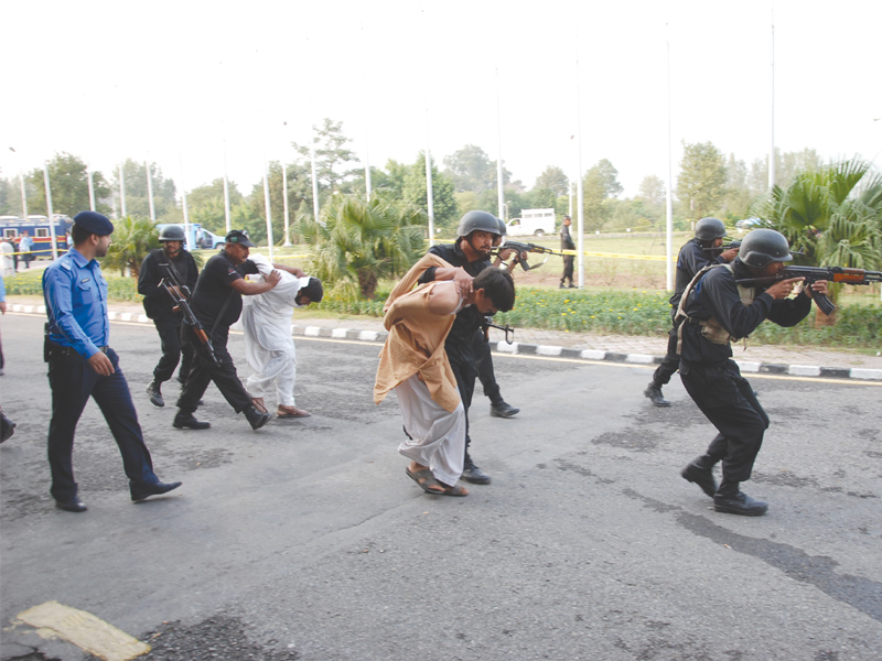 various police wings reached the spot on time according to a police official who added such training exercises are vital to maintain readiness for any event photo express