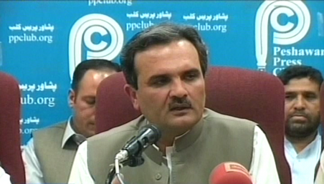 screengrab of amir haider hoti speaking at the peshawar press club screengrab of amir haider hoti speaking at the peshawar press club