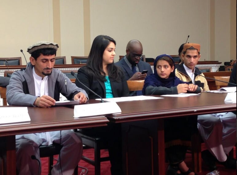 family of the 67 year old drone victim who died in a drone attack in october 2012 at a briefing in washington photo kimberly halkett twitter