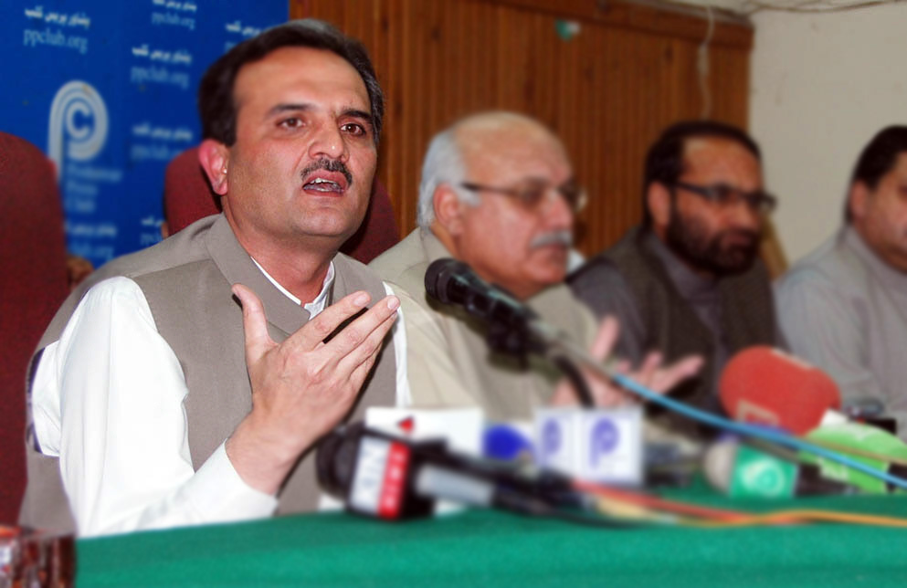 addressing a news conference at the peshawar press club haider said his father had turned a personal issue into a political one dubbing the allegations mere stories or afsanay devoid of truth photo nni