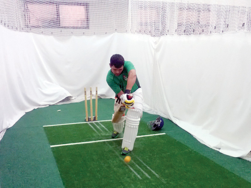 sidelined wicket keeper kamran akmal was training at the national coaching academy in lahore yesterday as he continues to strive to make a comeback to the pakistan side photo nabeel hashmi express