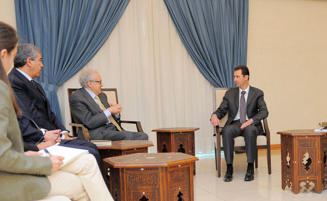 syrian president bashar al assad r meets with un arab league peace envoy lakhdar brahimi l in damascus photo afp syrian president bashar al assad r meets with un arab league peace envoy lakhdar brahimi l in damascus photo afp