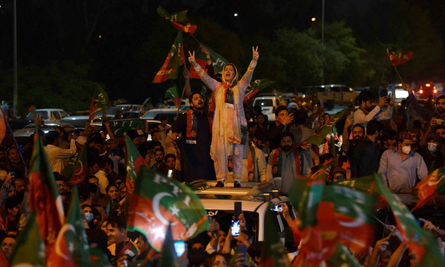PTI supporters take part in a rally in support of former prime minister Imran Khan in Islamabad on April 10. REUTERS