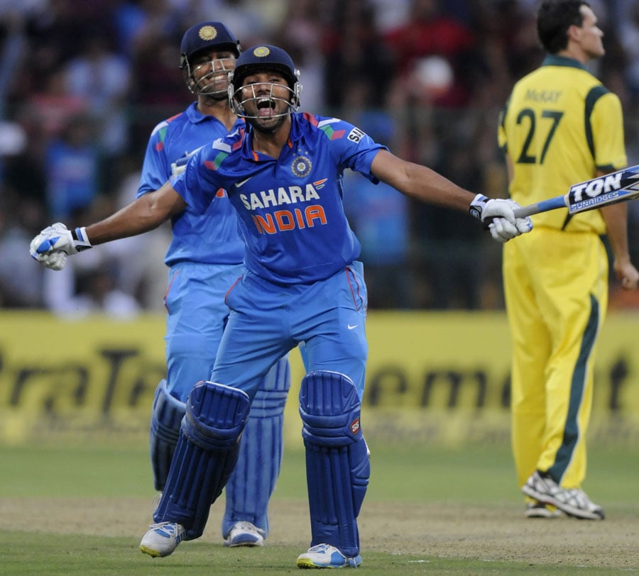 rohit sharma became the third batsman to score a double ton in odis india v australia 7th odi bangalore november 2 2013 photo cricinfo bcci