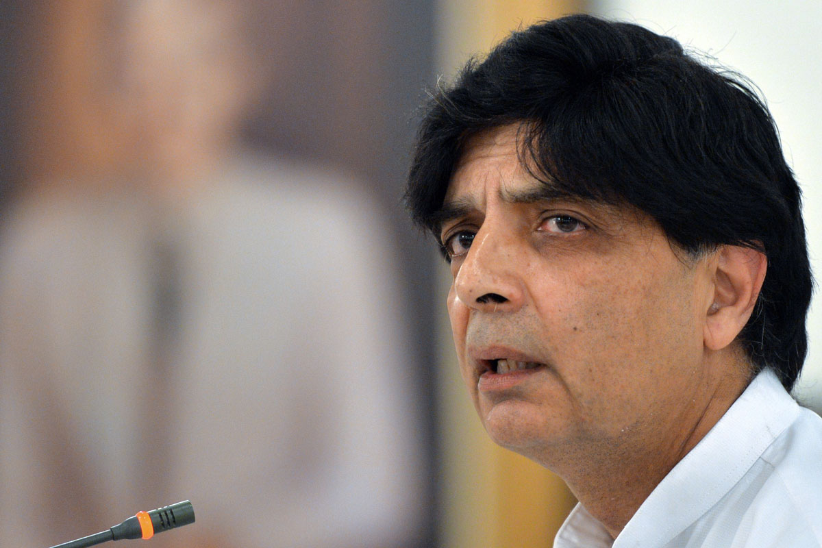 interior minister chaudhry nisar addressing a press conference in islamabad on saturday photo afp