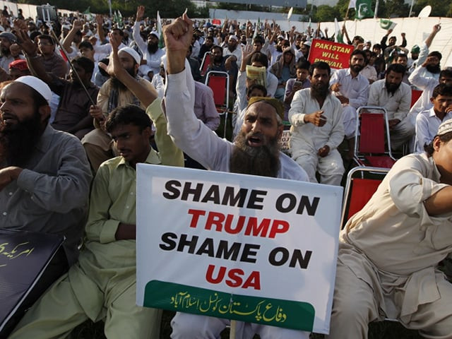 an anti us protest in islamabad following trump 039 s allegation that pakistan is harbouring militants photo afp an anti us protest in islamabad following trump 039 s allegation that pakistan is harbouring militants photo afp