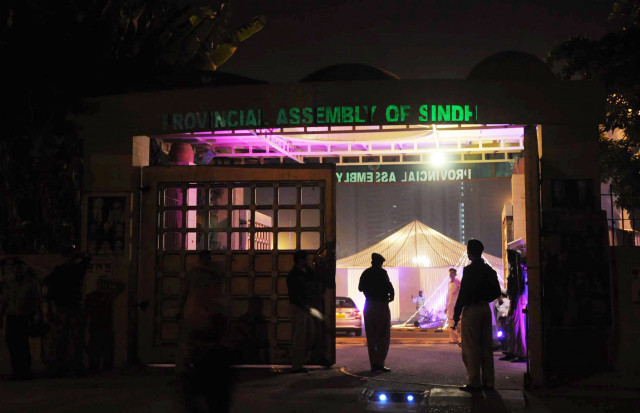 the sindh assembly on sunday night with police and guards filtering those arriving for the wedding marquee inside photo mohammad noman express the sindh assembly on sunday night with police and guards filtering those arriving for the wedding marquee inside photo mohammad noman express