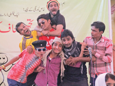 comic relief street theatre in korangi leaves young audience in fits of laughter
