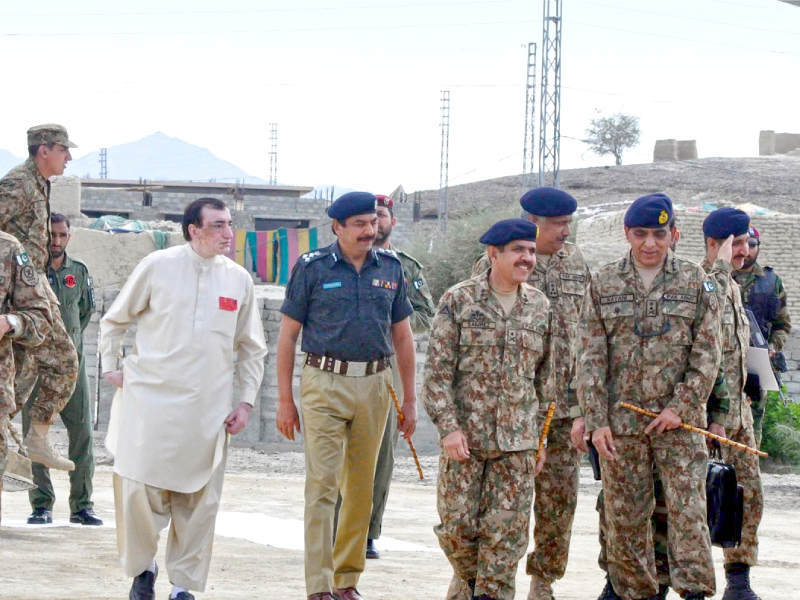 army chief general ashfaq parvez kayani arrived in awaran on tuesday to visit earthquake affected areas photo inp