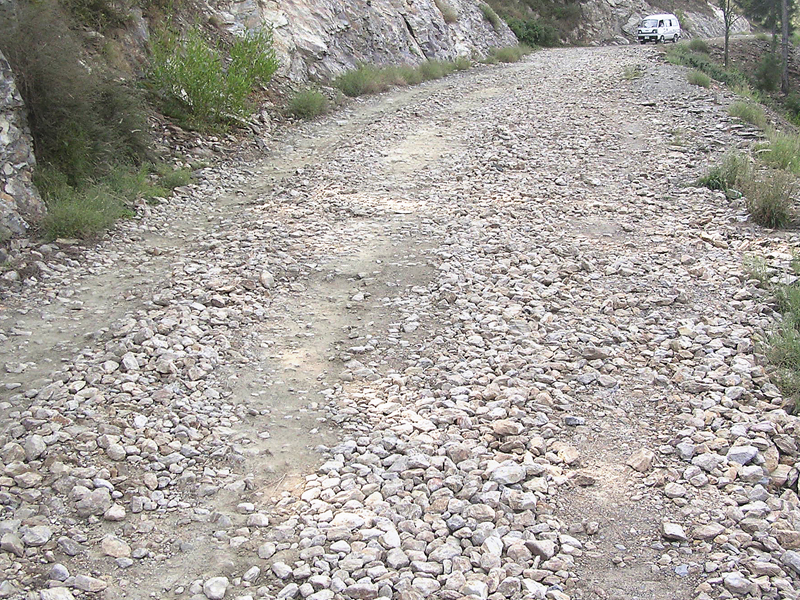 the part of sherwan road in a deplorable state is a regularly route to abbottabad for 70 000 locals from 40 villages photo express