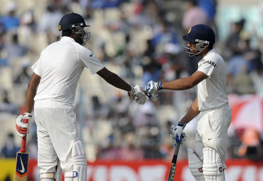 ashwin l and sharma r helped india sail from a precarious position at 83 for five at one stage to a comfortable 354 for six at close in the second day s play photo bcci