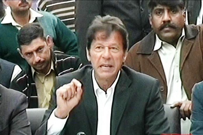 a screengrab showing imran khan during the press conference