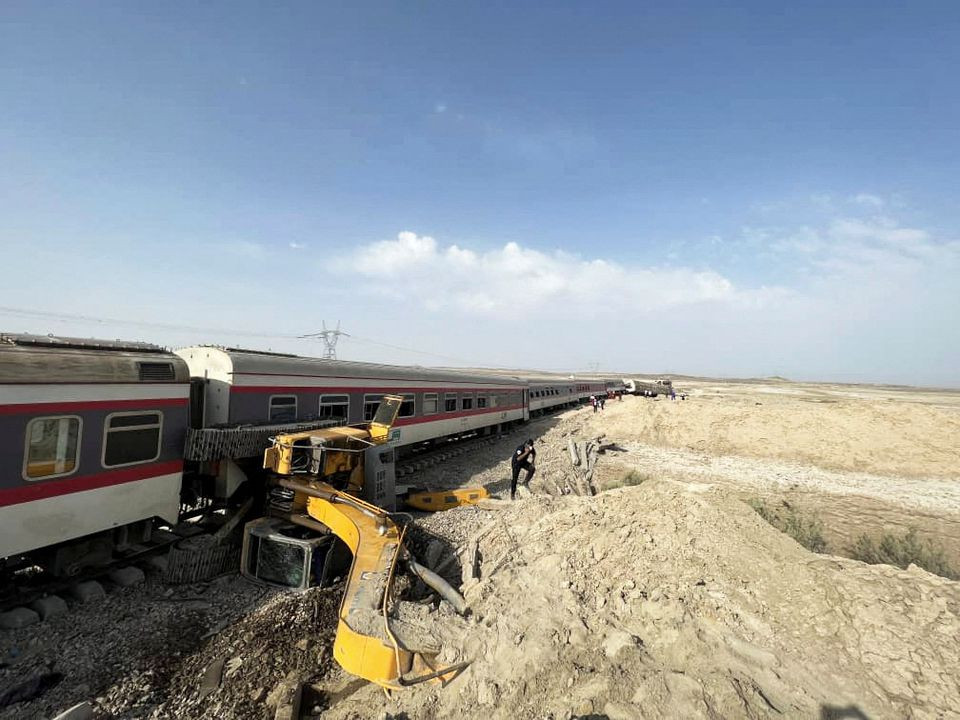 a train after derailment is seen near tabas yazd province iran june 8 2022 iranian red crescent wana west asia news agency handout via reuters