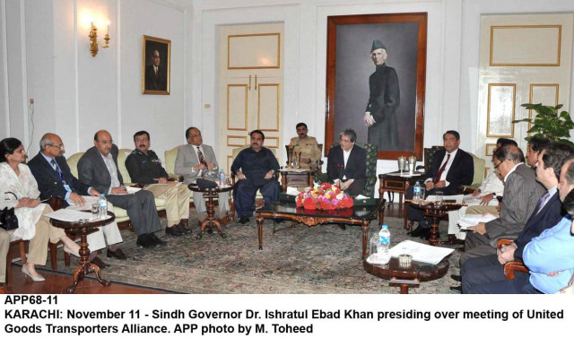 sindh governor ishratul ebad khan attends a meeting with united goods transporters alliance photo app sindh governor ishratul ebad khan attends a meeting with united goods transporters alliance photo app