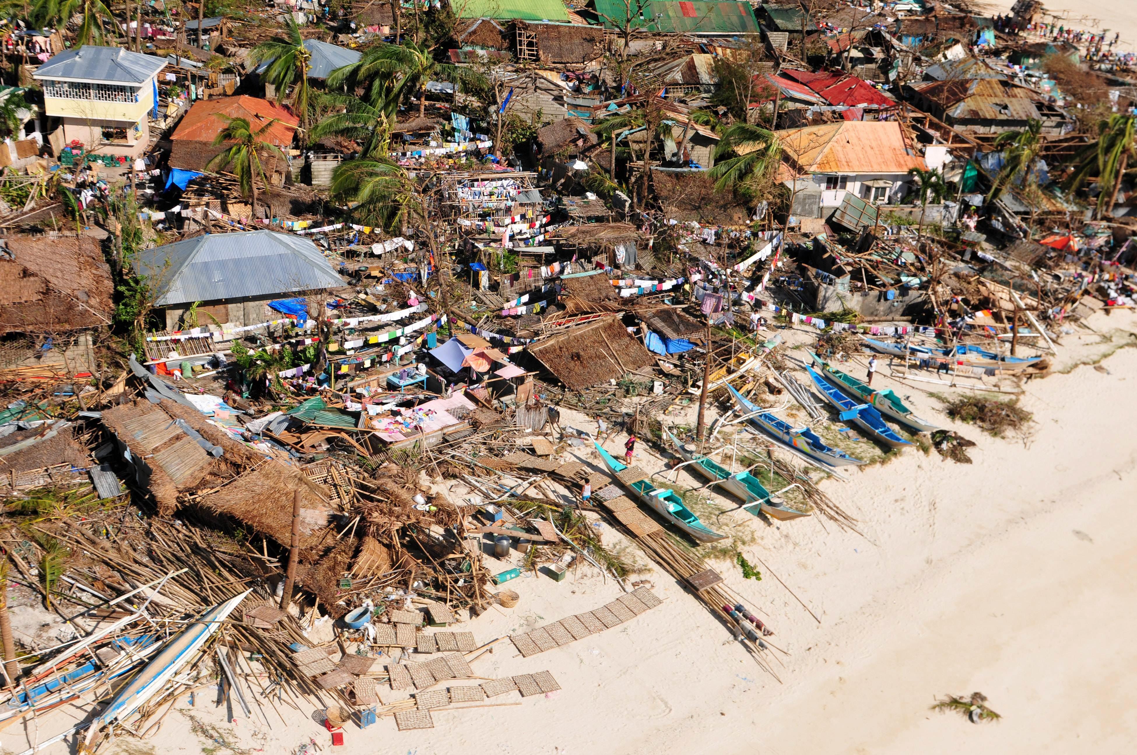 an aerial view of the destruction caused by super typhoon haiyan which hit the coast of philippines photo afp