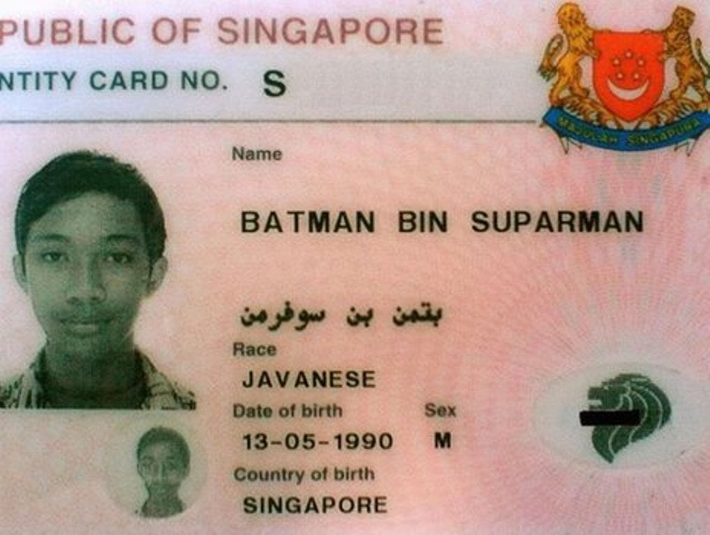 this is believed to be the identity card of batman bin suparman