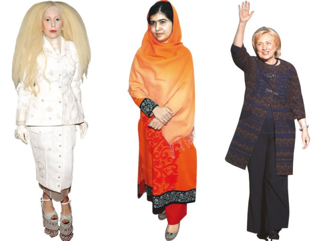 lady gaga l malala yousufzai c and hilary clinton r lady gaga l malala yousufzai c and hilary clinton r