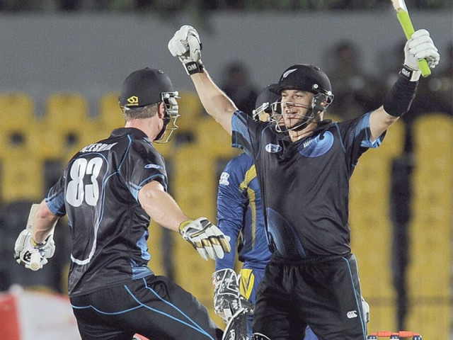 nathan mccullum hit rangana herath for three sixes and a four in the final over to seal a last ball win photo afp nathan mccullum hit rangana herath for three sixes and a four in the final over to seal a last ball win photo afp