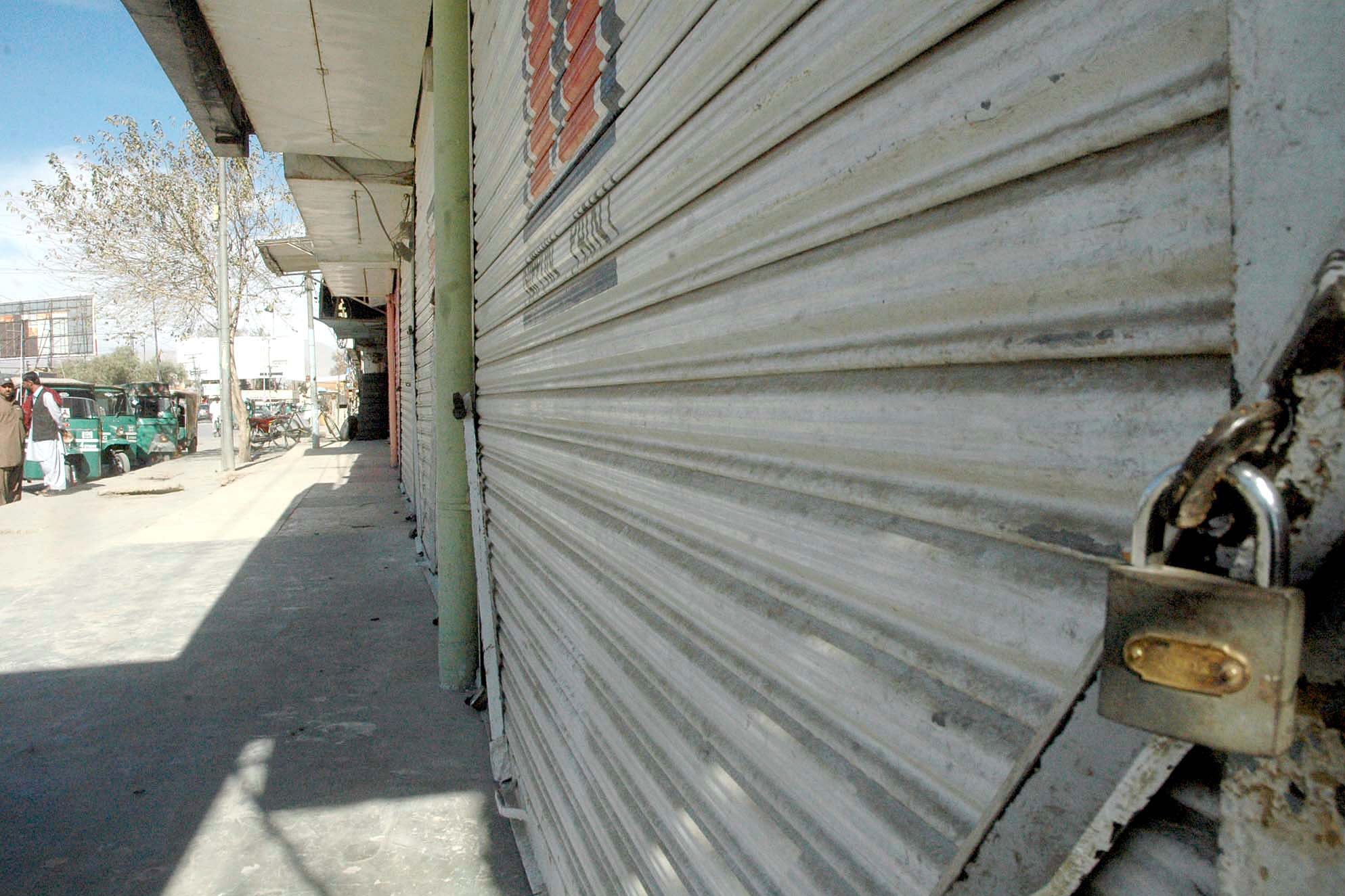 a complete shutter down was observed in mastung dalbandin kalat kech mand and khuzdar districts photo ppi file