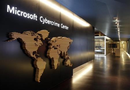 a sign is pictured in the hallway of the microsoft cybercrime center the new headquarters of the microsoft digital crimes unit in redmond washington november 11 2013 photo reuters