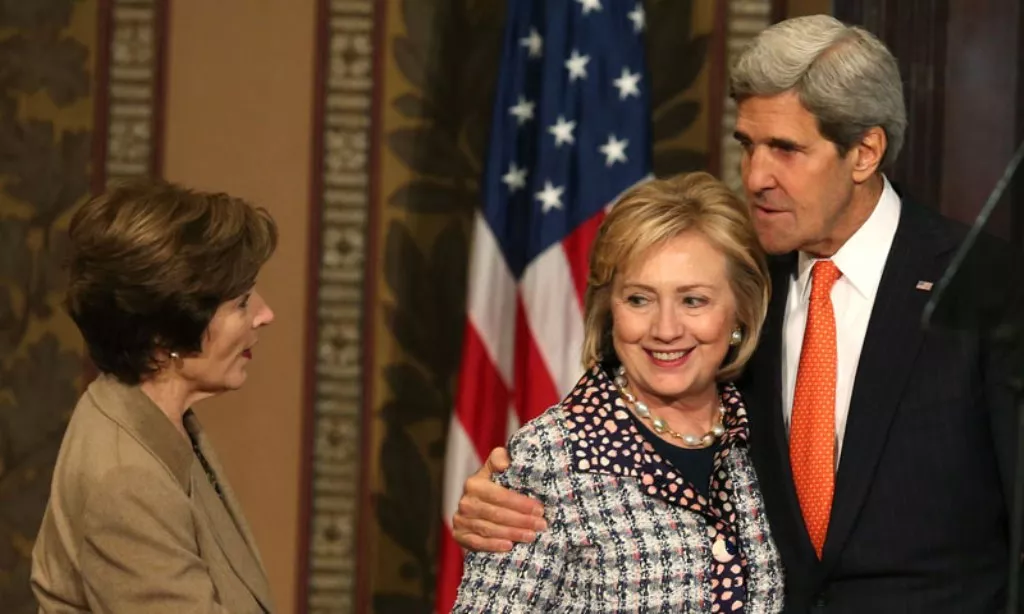 former secretary of state hillary clinton c secretary of state john kerry r and former first lady laura bush l stand together during an event to honor the women of afghanistan at georgetown university november 15 2013 in washington dc photo afp former secretary of state hillary clinton c secretary of state john kerry r and former first lady laura bush l stand together during an event to honor the women of afghanistan at georgetown university november 15 2013 in washington dc photo afp