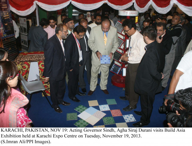 acting governor sindh and speaker sindh assembly agha siraj durani visits build asia exhibit at the karachi expo centre photo ppi acting governor sindh and speaker sindh assembly agha siraj durani visits build asia exhibit at the karachi expo centre photo ppi