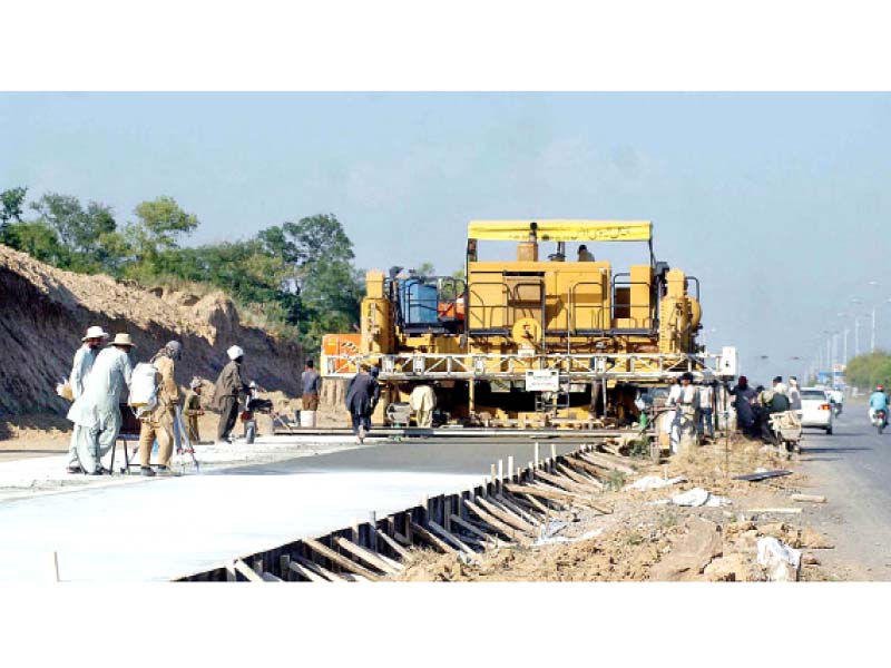around 35 per cent work on section i of the kashmir highway is complete while around 50 per cent on section ii according to a cda official photo file