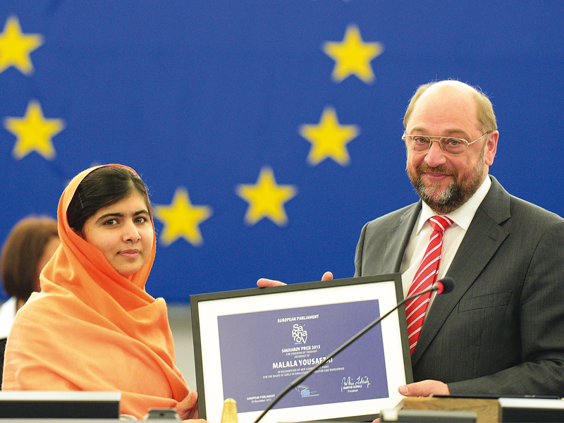 malala yousufzai in her acceptance speech said that rather than iphones an xbox or chocolates children just want a book and a pen photo afp