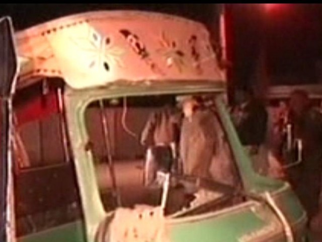 an express news screenshot of the rickshaw destroyed in the blast