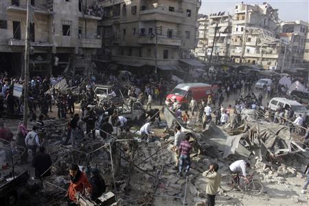 people search for survivors amid the rubble of collapsed buildings in aleppo photo reuters