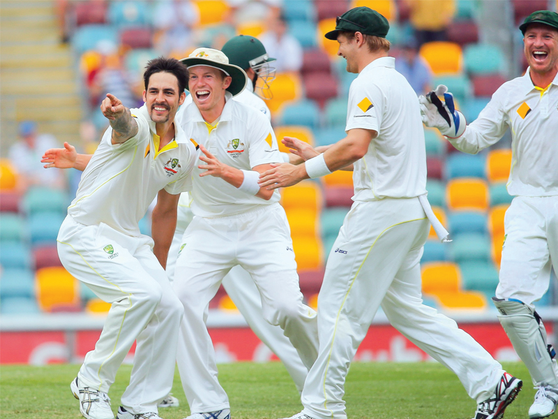 rejuvenated australia pacer mitchell johnson blitzed england with a haul of five for 42 to lead his country to an emphatic 381 run victory in the first ashes test on sunday photo afp