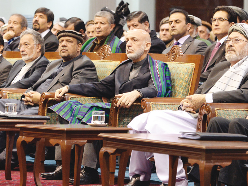 afghan president hamid karzai attends the last day of the loya jirga a meeting of around 2 500 afghan tribal elders and leaders photo afp