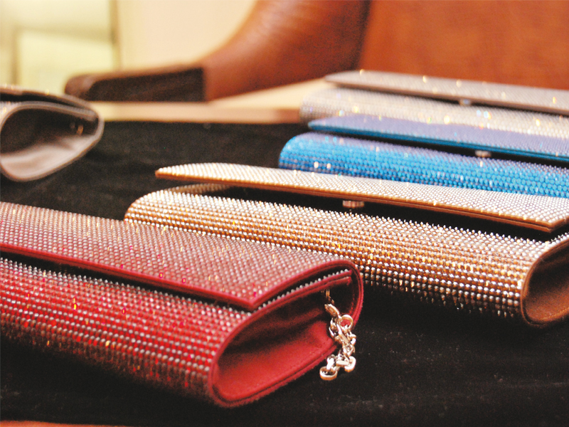 the bags are made of exotic crocodile lizard and snake skins and sparkling swarovski crystals photo arif soomro express